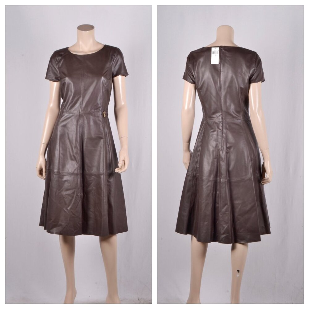 Lauren Ralph Lauren Lamb Leather Fit and Flare Dress - Picture 4 of 6
